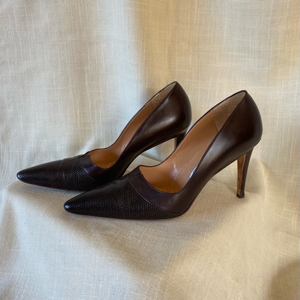 Manolo Blahnik Brown Leather Pumps Heels - Eu 38